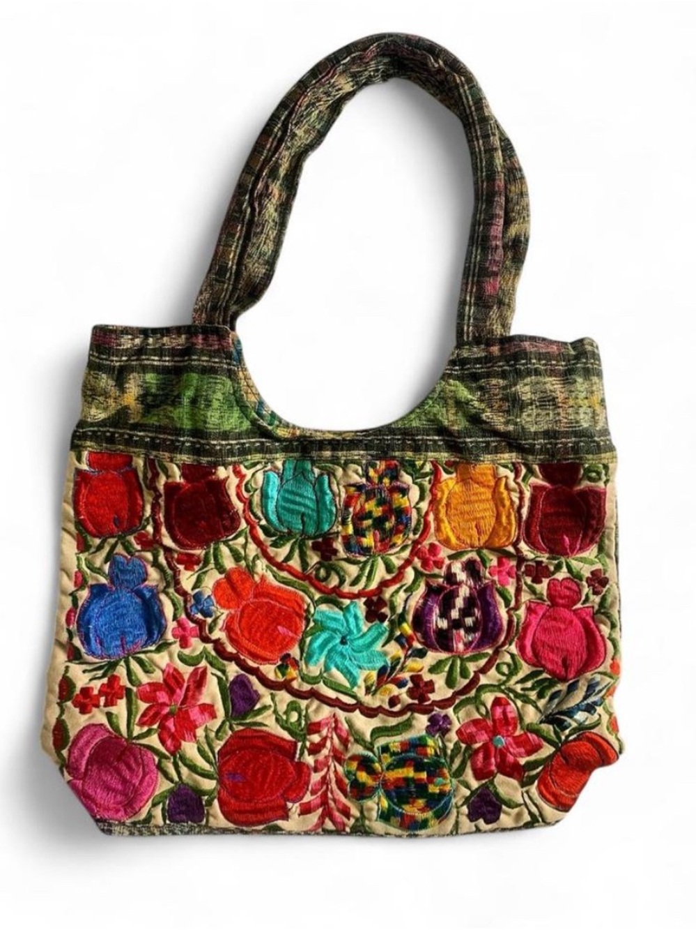 Handcrafted Guatemalan Upcycled Huipil Embroidered Tote Bag